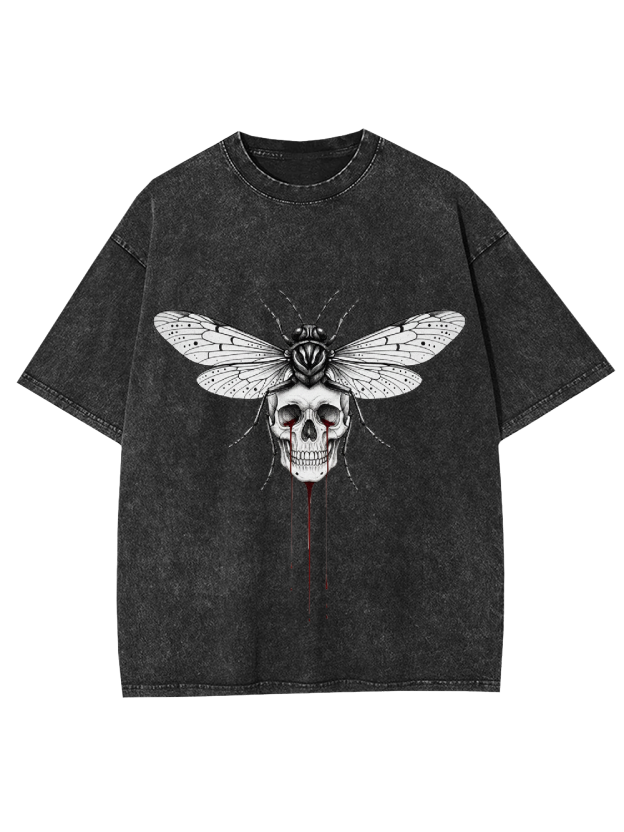Skull Moth Washed Tshirt