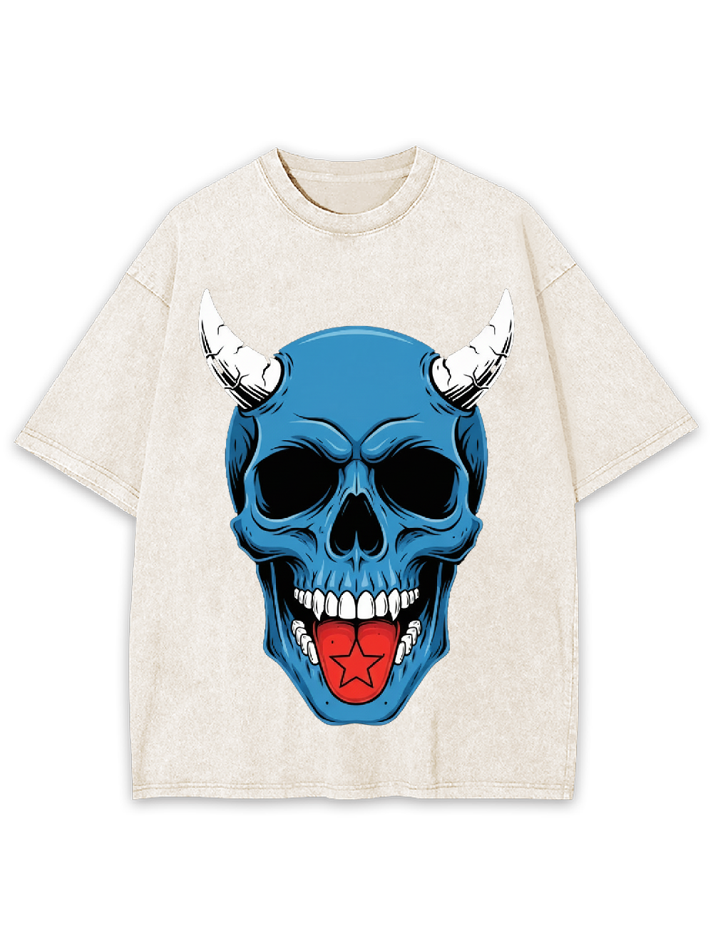 Devil Blue Skull Washed Tshirt
