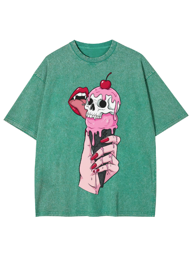 Skull Ice Cream Washed Tshirt