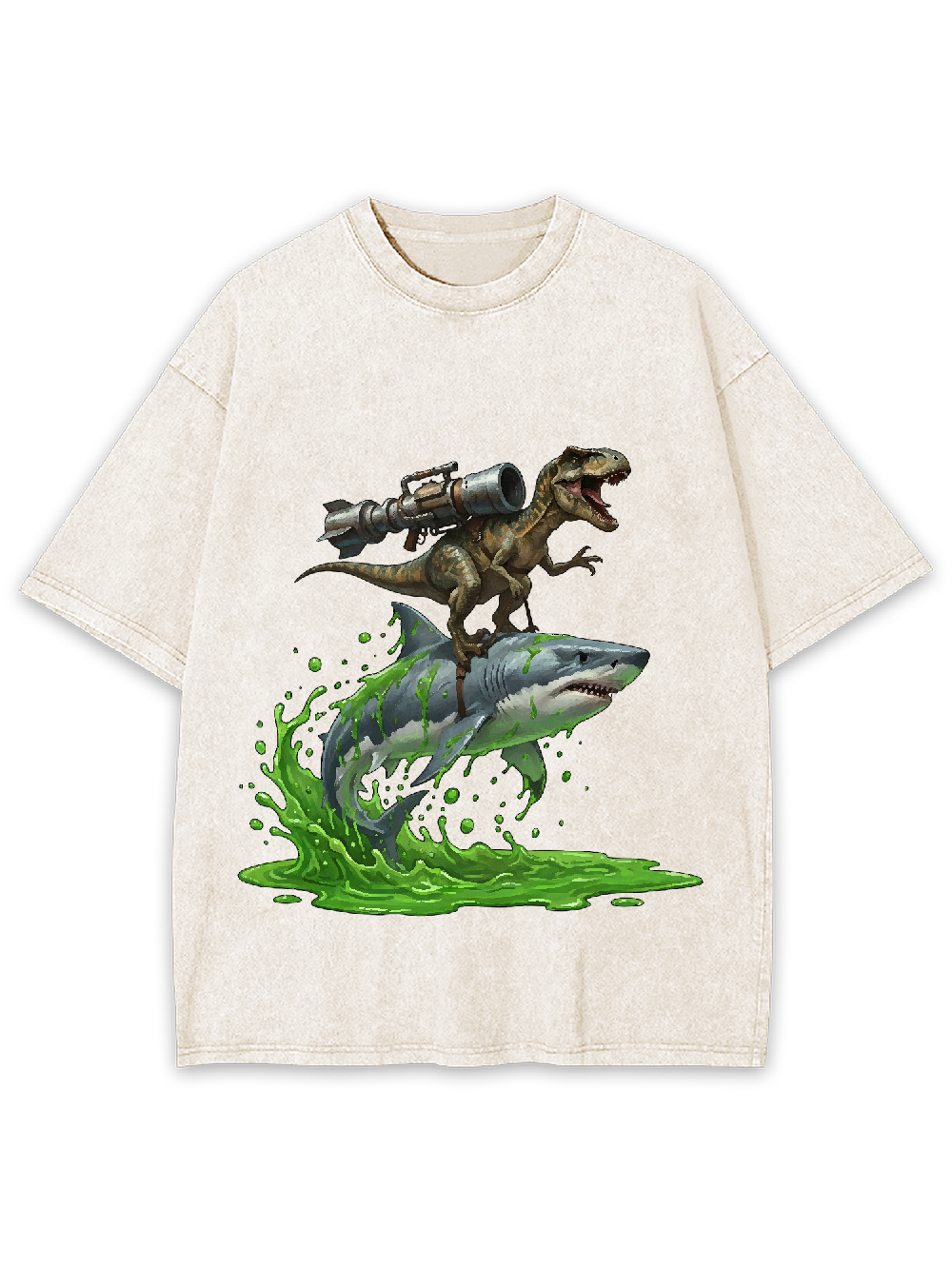 Shark-Riding T-Rex Washed Tshirt