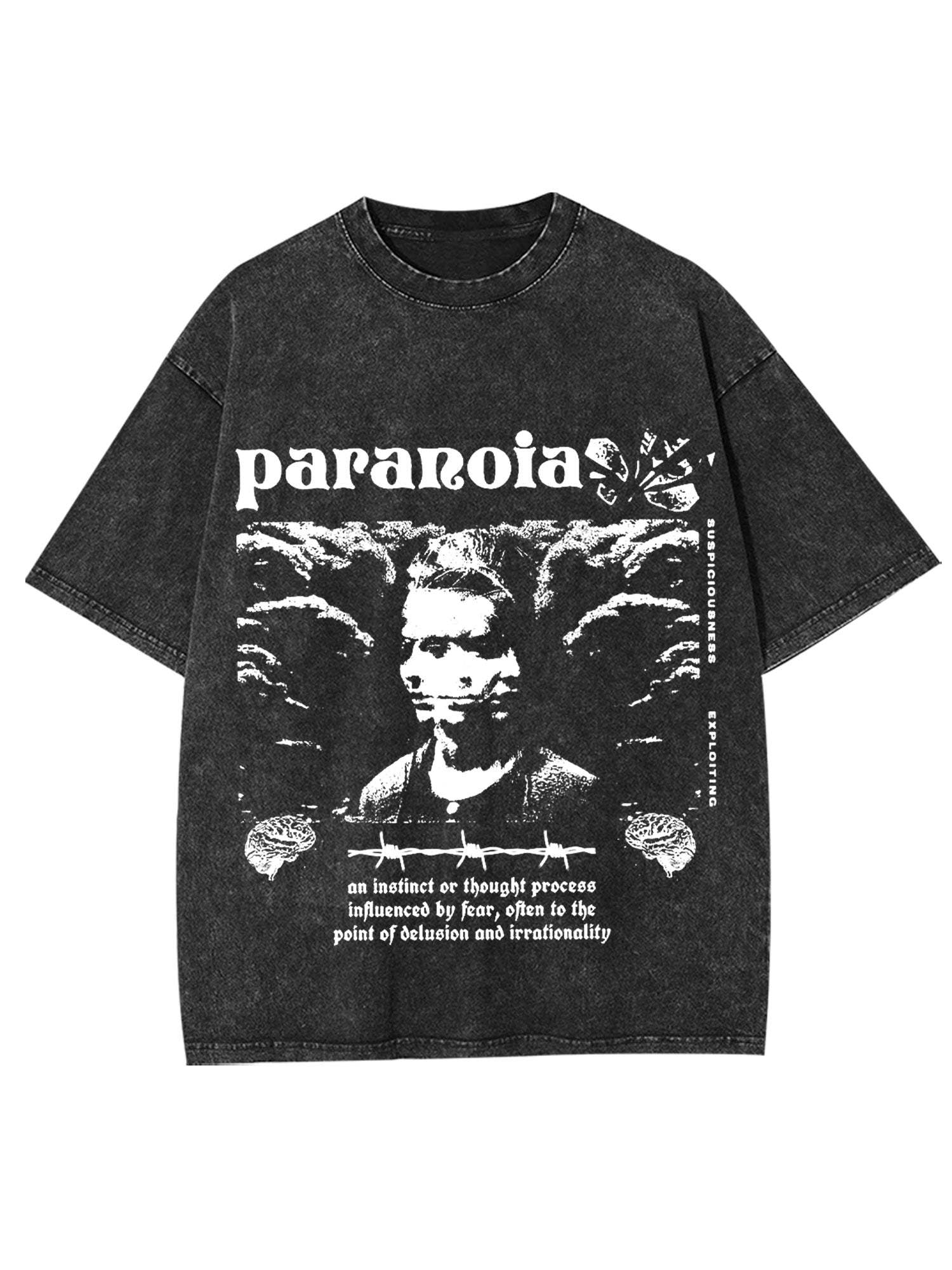 Paranoia Washed Tshirt-ClassyOutlaw Sale
