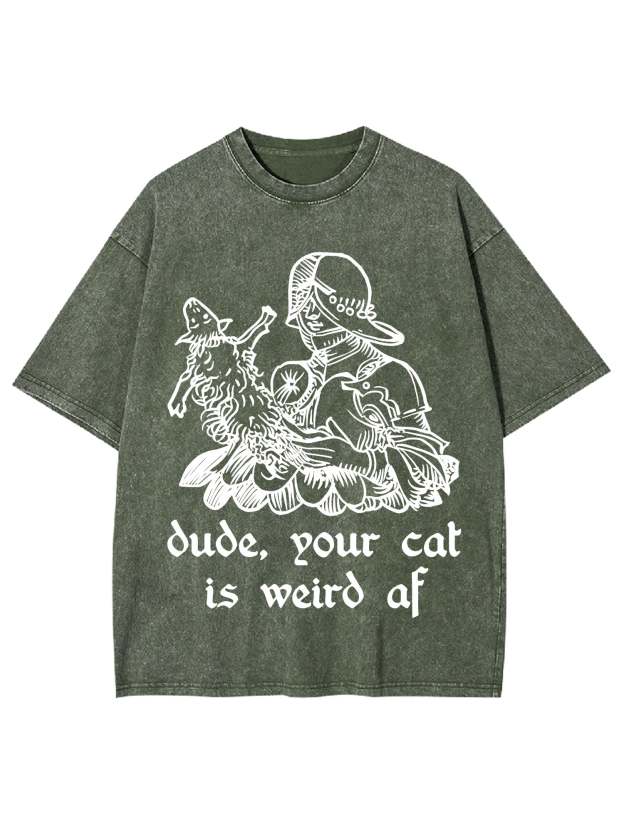 Dude, Your Cat Is Weird Af Washed Tshirt