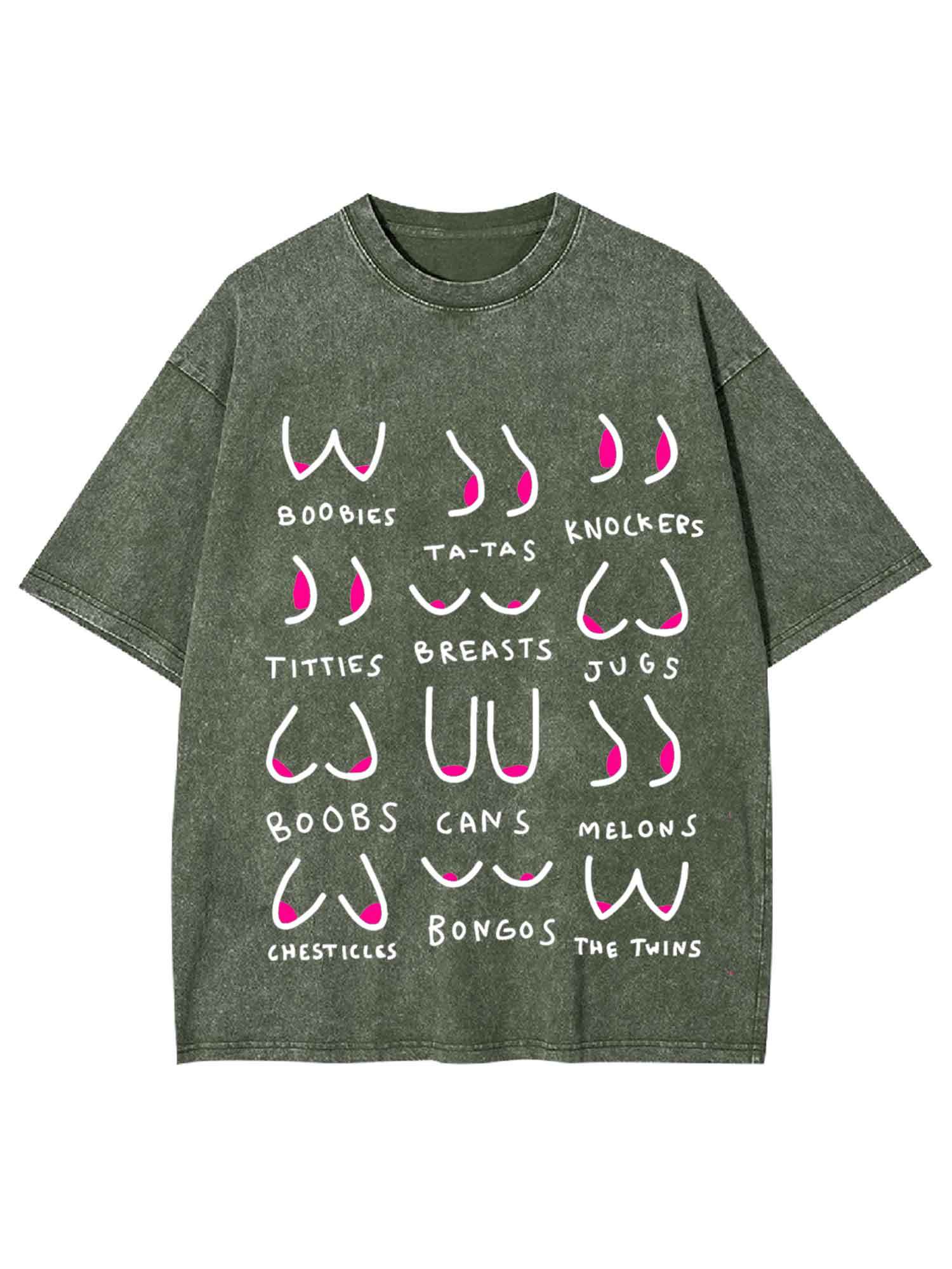 Breasts Slang Washed Tshirt