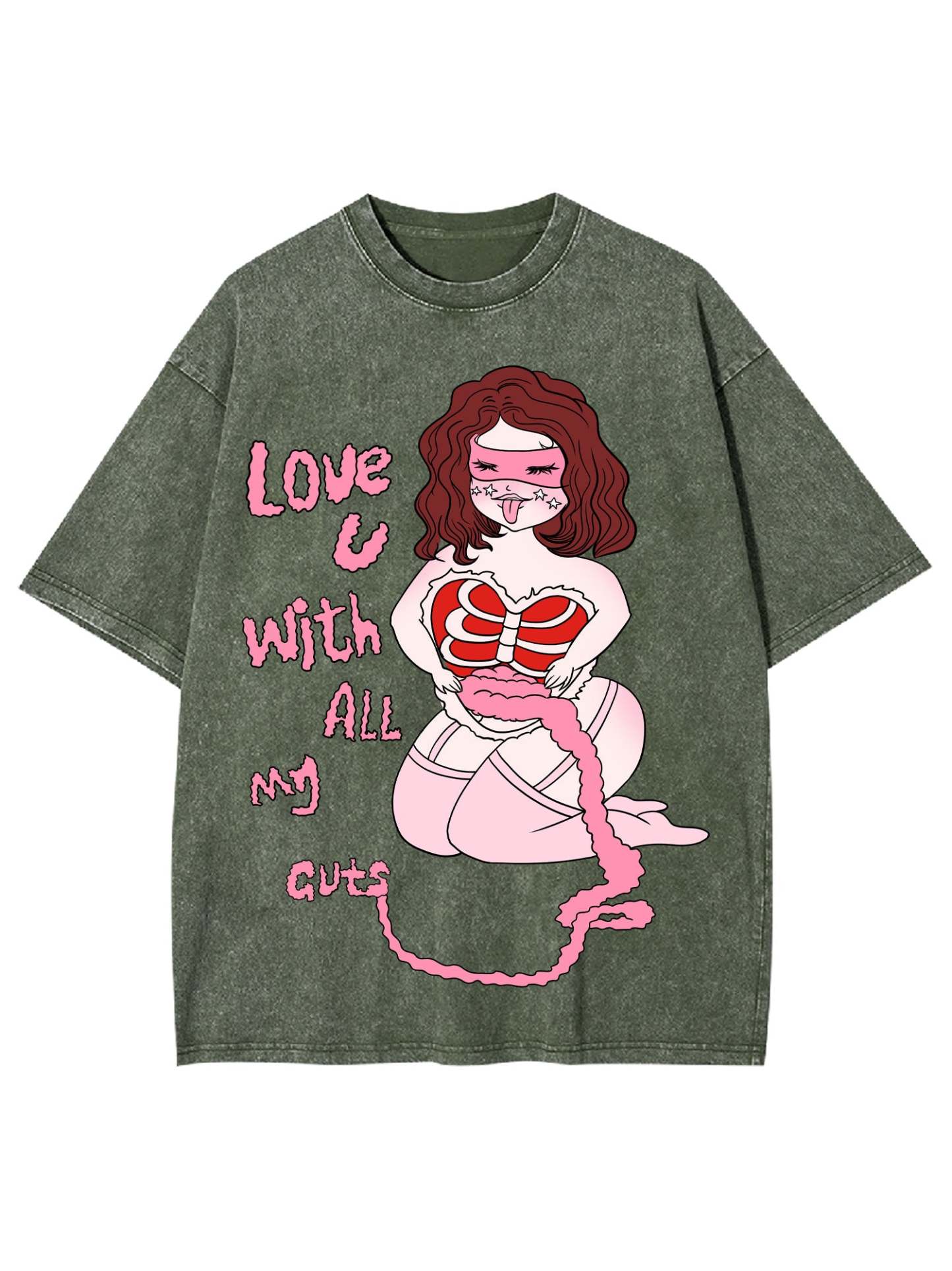 Love You With All My Guts Washed Tshirt-ClassyOutlaw Sale