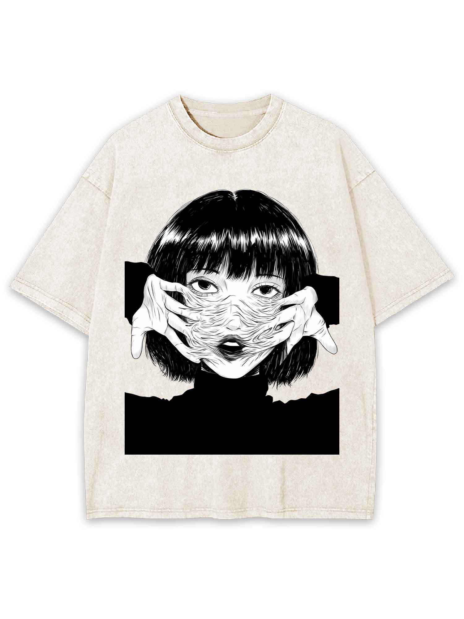Human Skin Mask Washed Tshirt