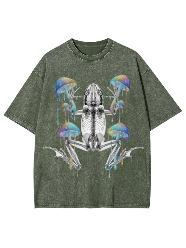 Perspective Skeleton Frog Washed Tshirt