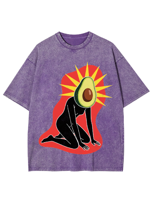 Avocado-Head Figure Washed Tshirt