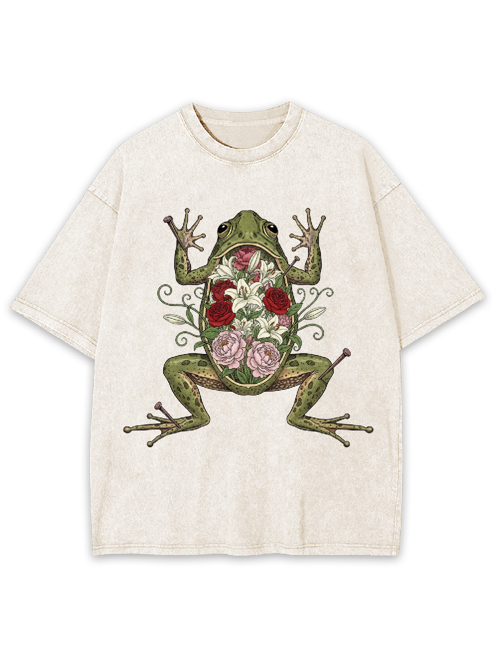 Floral Organs Frog Washed Tshirt