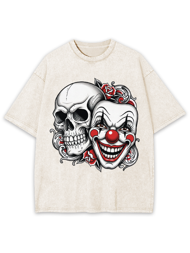 Clown and Skull Washed Tshirt