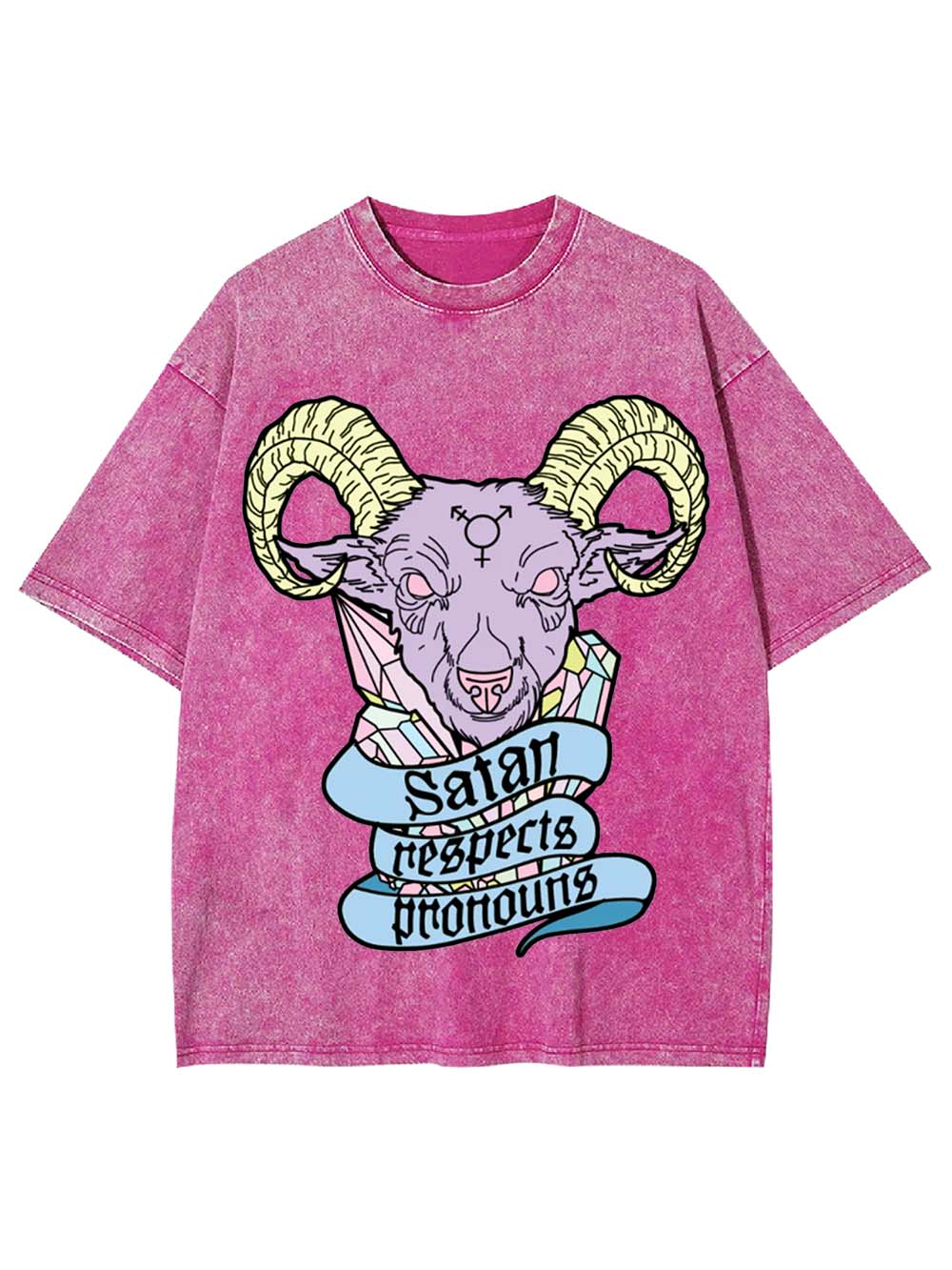 Satan Respects Pronouns Washed Tshirt
