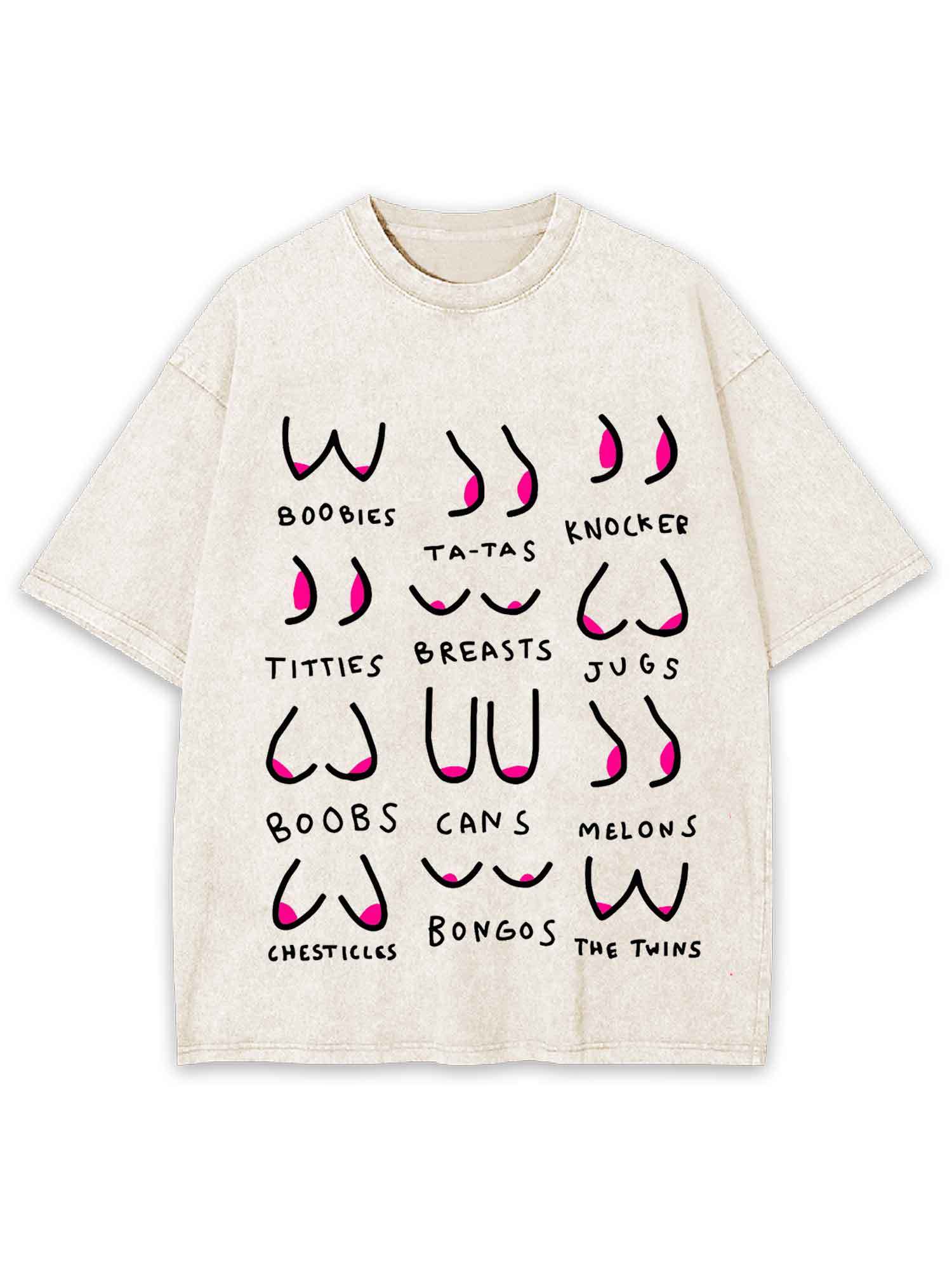 Breasts Slang Washed Tshirt