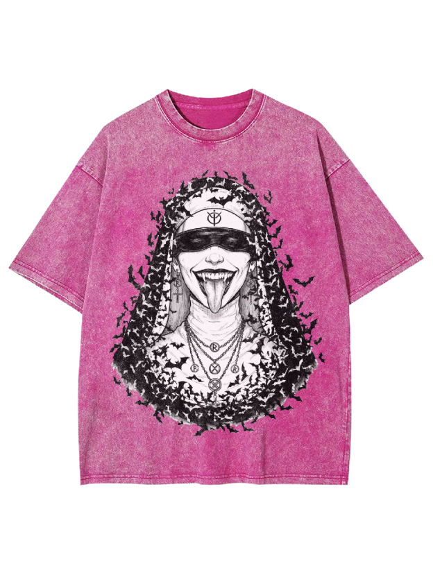 Bat Goth Nun Washed Tshirt
