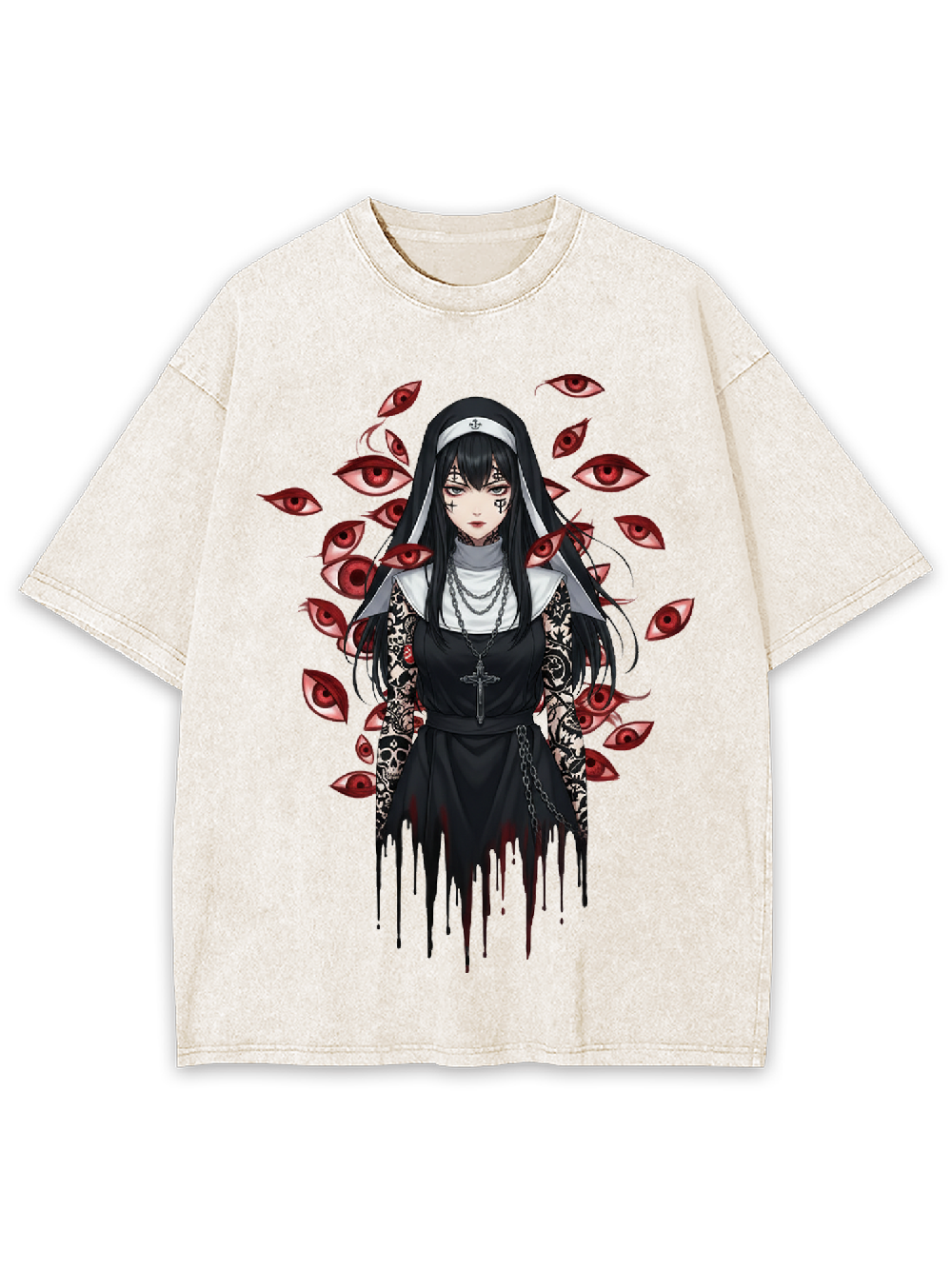 Multi-Eyed Nun Washed Tshirt