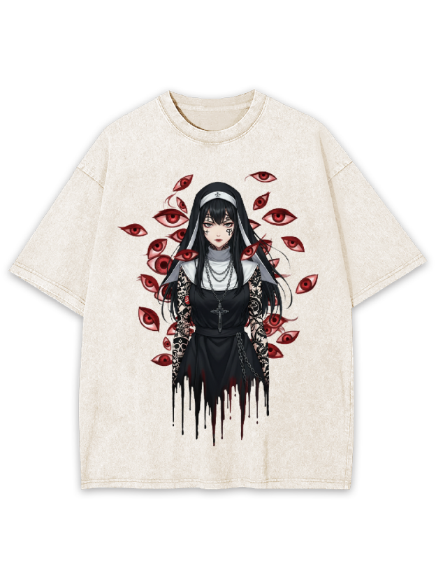 Multi-Eyed Nun Washed Tshirt
