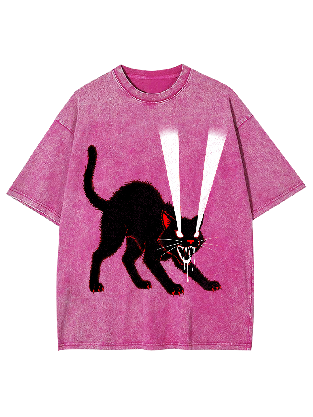 Glowing-Eyed Cat Washed Tshirt