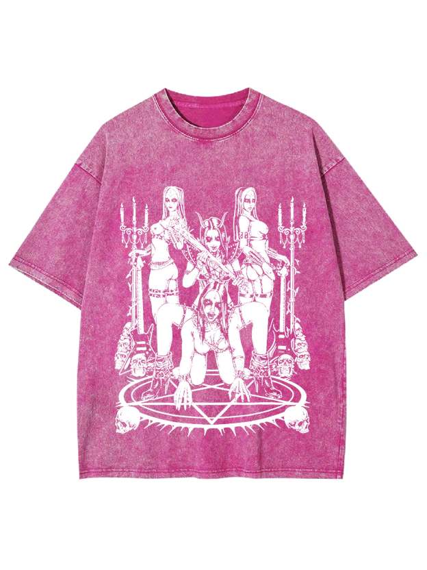 Dark Ritualistic Figures Washed Tshirt