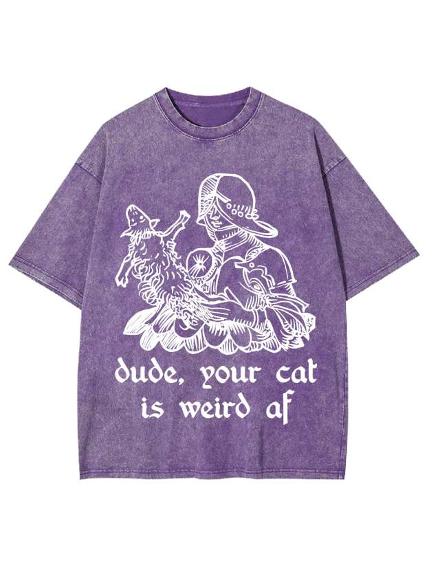 Dude, Your Cat Is Weird Af Washed Tshirt