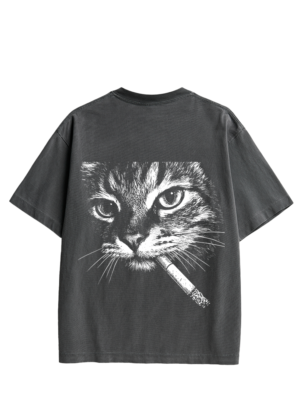 Sad Cat Energy Double Sided Print Washed TShirt