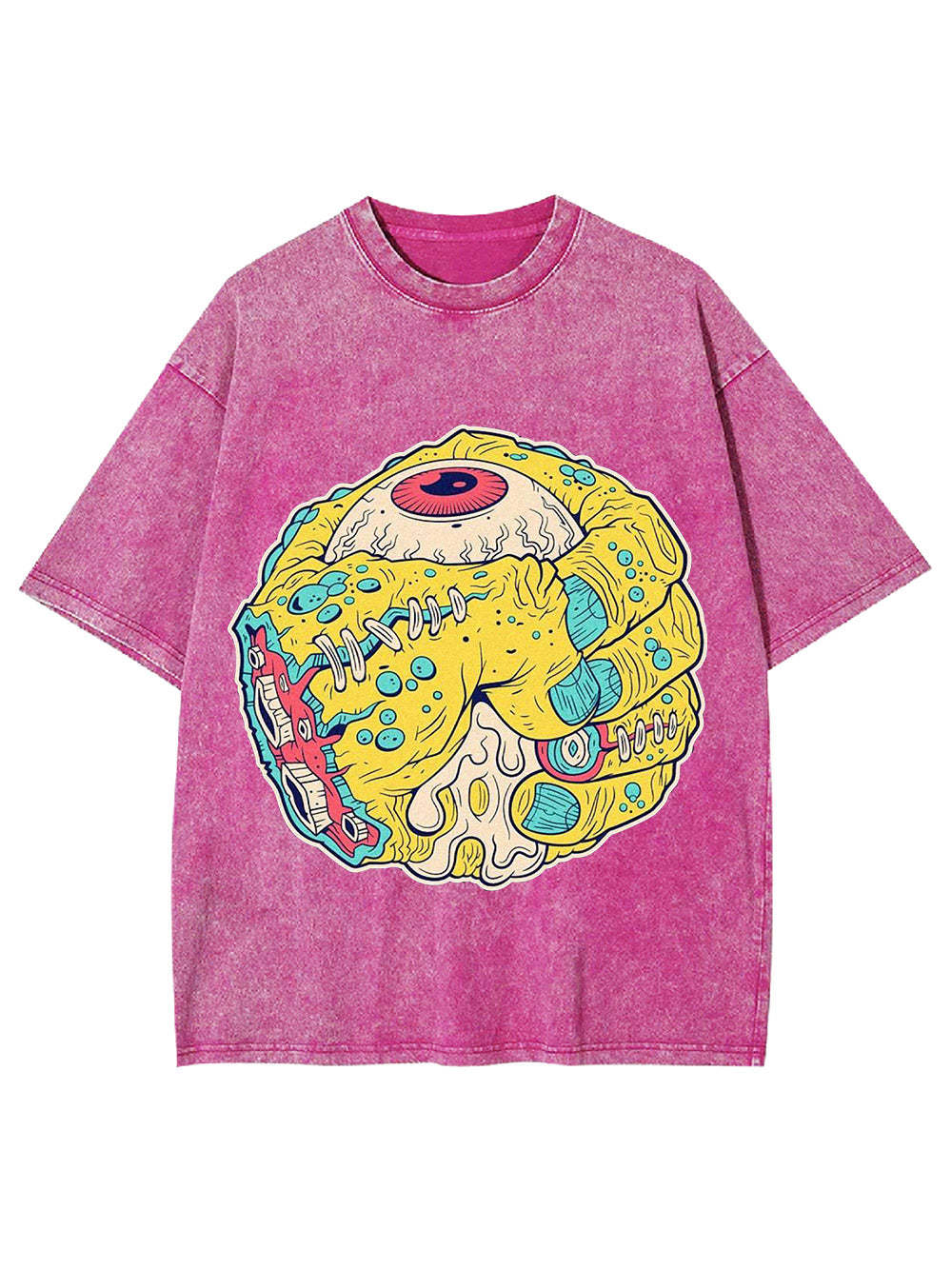 Monstrous Eye Sphere Washed Tshirt-ClassyOutlaw Sale