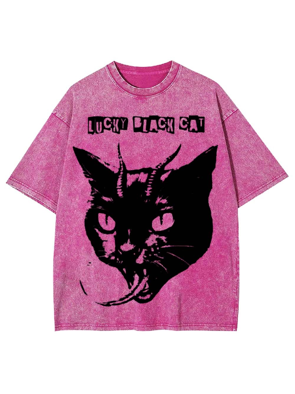 LUCKY BLACK CAT WASHED TSHIRT