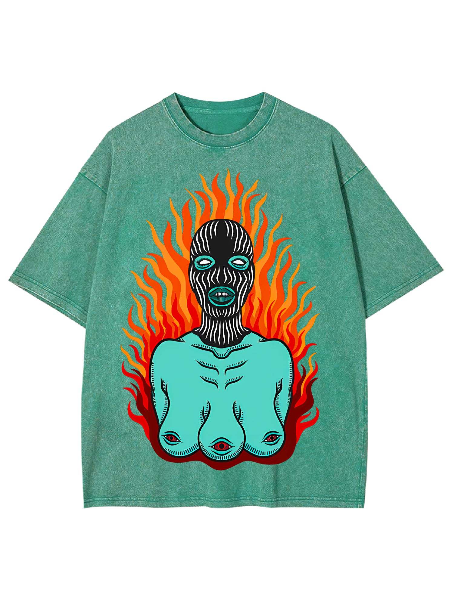 Flames Washed Tshirt-ClassyOutlaw Sale