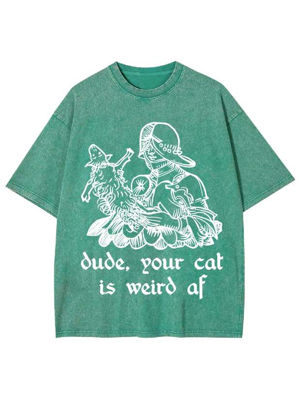 Dude, Your Cat Is Weird Af Washed Tshirt