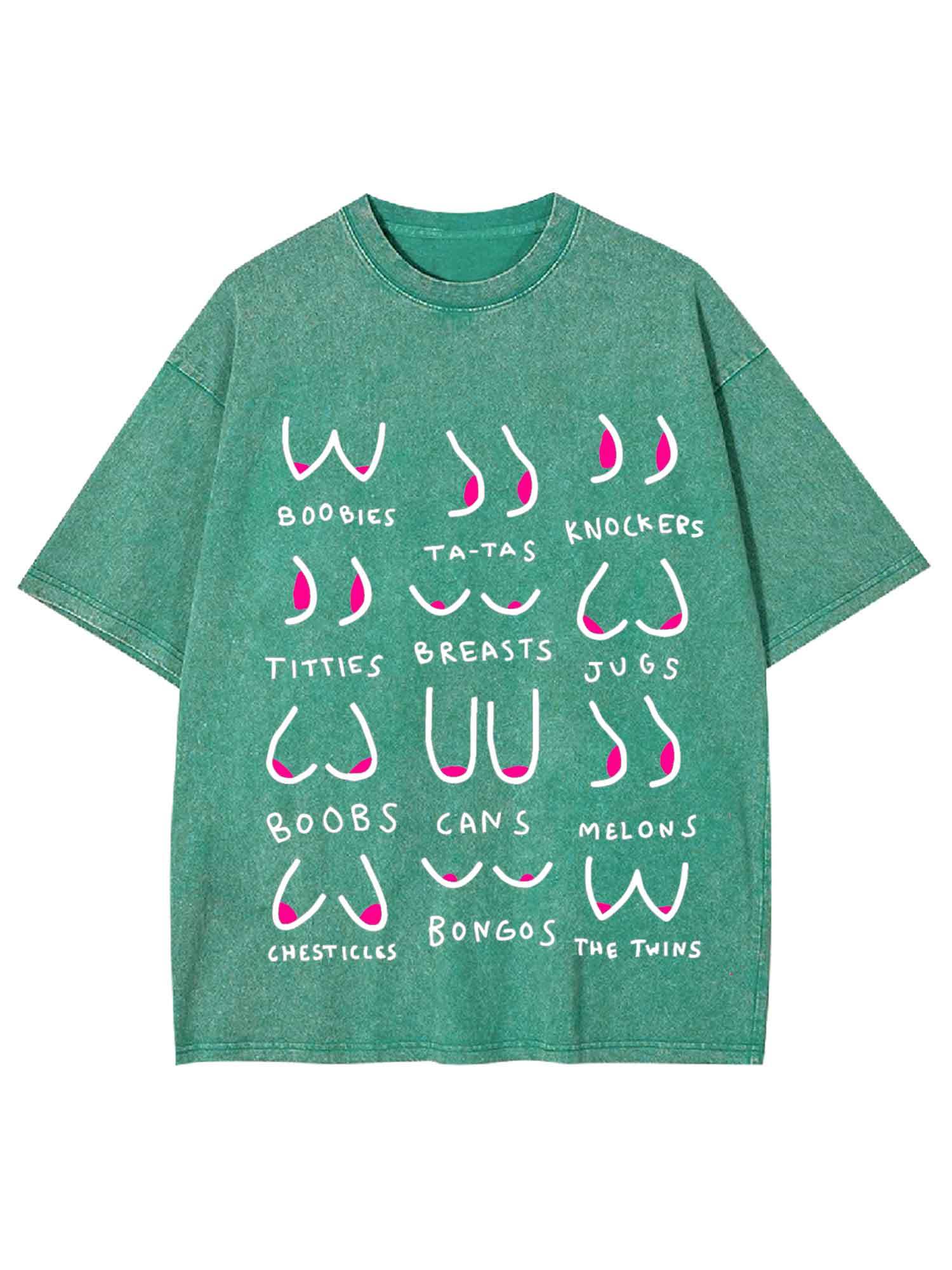 Breasts Slang Washed Tshirt