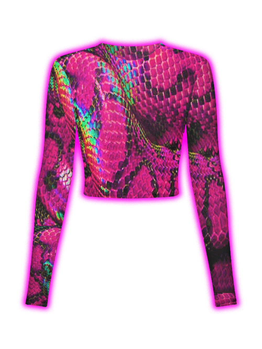 Neon Serpent Holographic Snakeskin Mesh Top