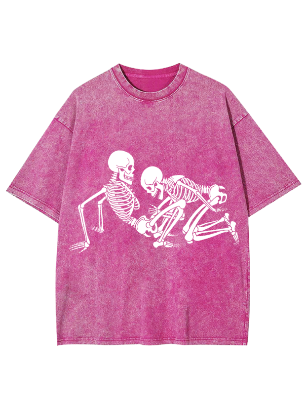 Bone Play Retro Grunge Skeleton Washed Tshirt