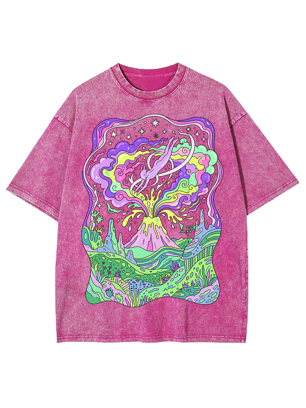 Cosmic Flow Colorful Surreal Washed Tshirt