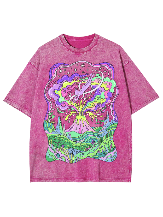 Cosmic Flow Colorful Surreal Washed Tshirt