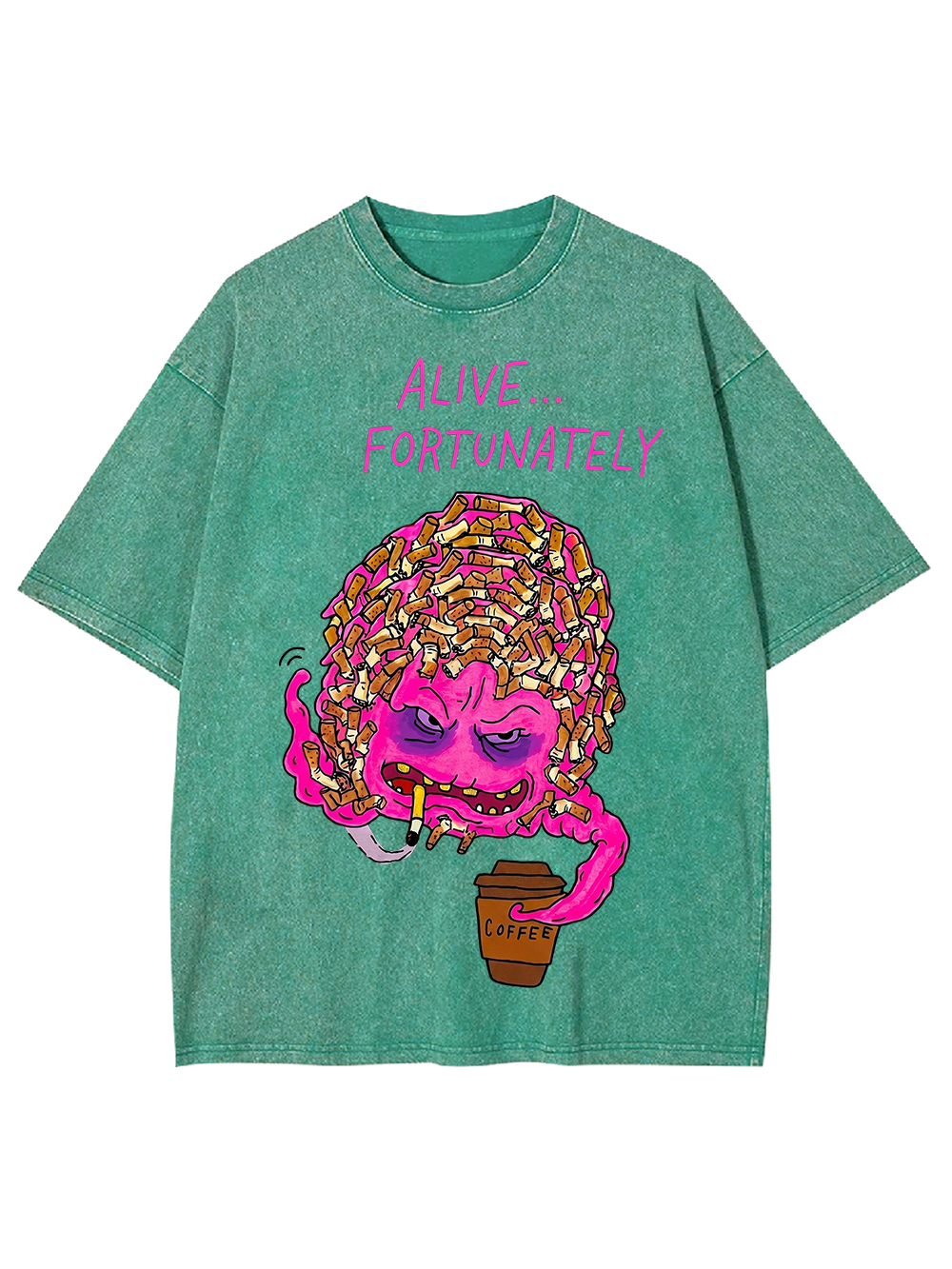 ALIVE FORTUNATELY Washed Tshirt