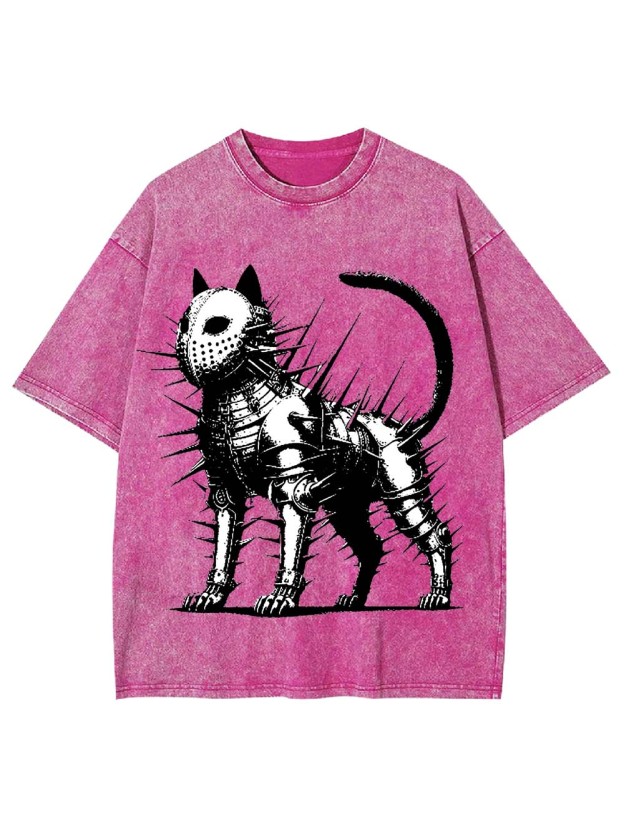 Armored Spiked Cat Washed Tshirt
