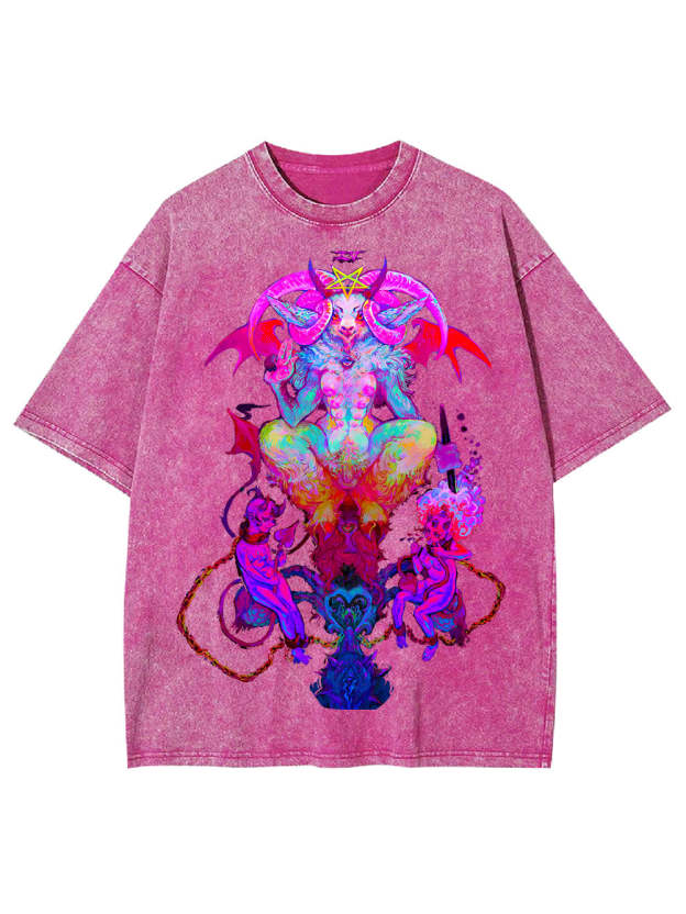 NEON BAPHOMET VISION WASHED TSHIRT