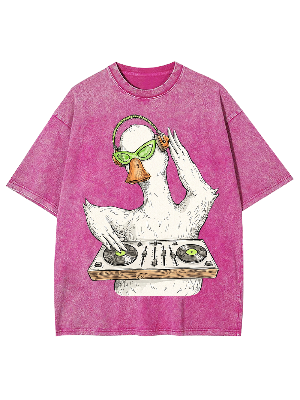 Funky DJ Duck Mixing The Beat Washed Tshirt