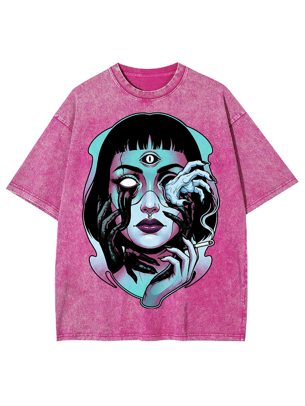 Haunting Third Eye Illustration Washed Tshirt
