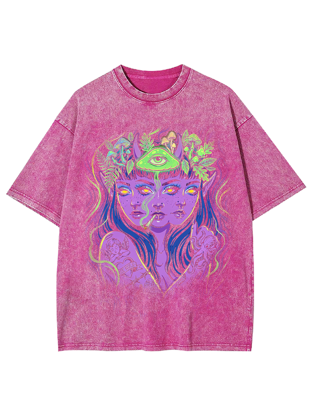 TRIPLE HEADED SHAMAN WASHED TSHIRT
