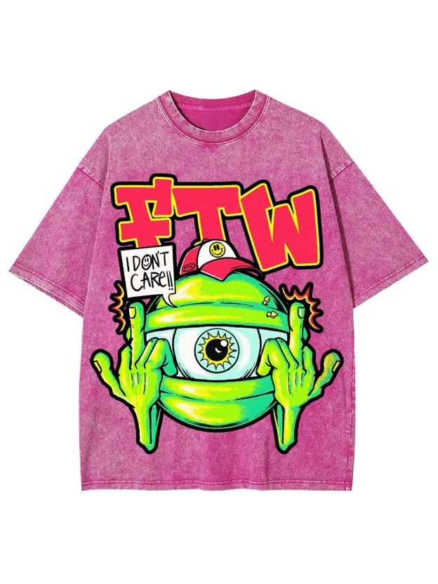 I Donlt care Washed Tshirt