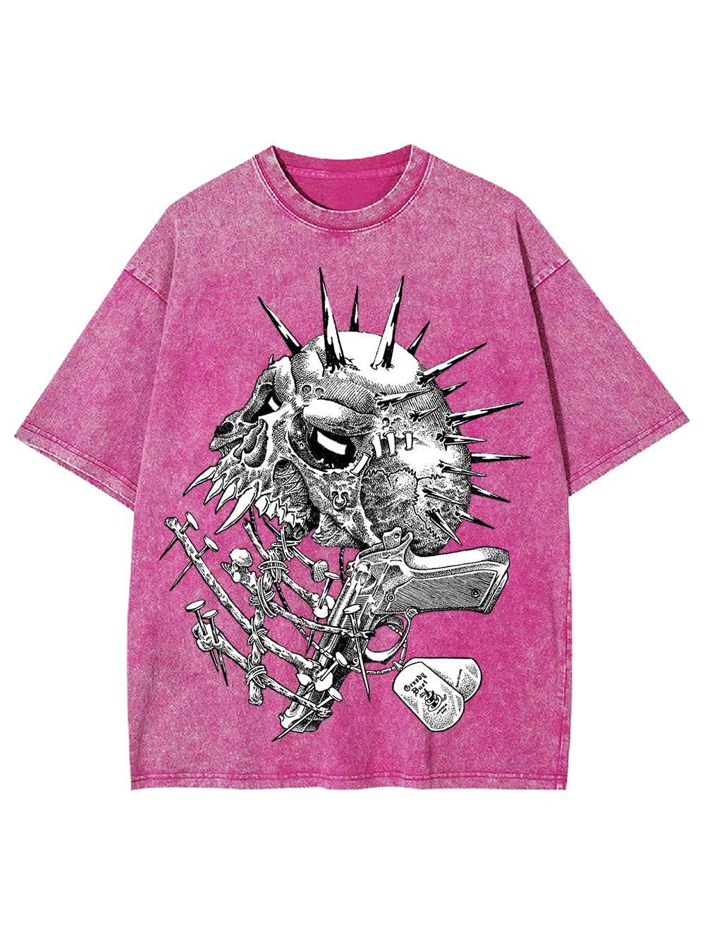 Gun And Skull Washed Tshirt
