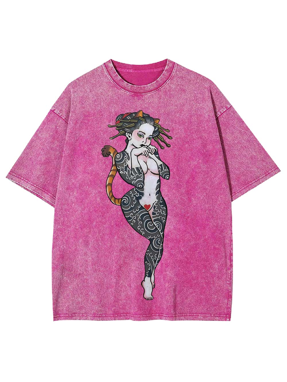Tattooed Cat Siren Washed Tshirt