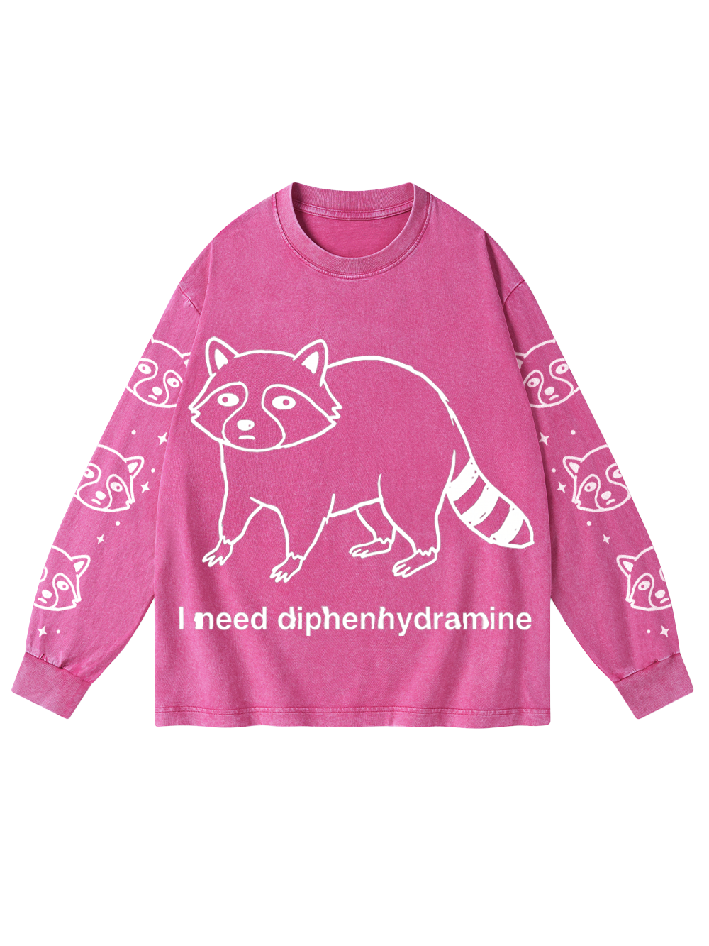 SLEEPY RACCOON WASHED LONG-SLEEVE GRAPHIC TSHIRT