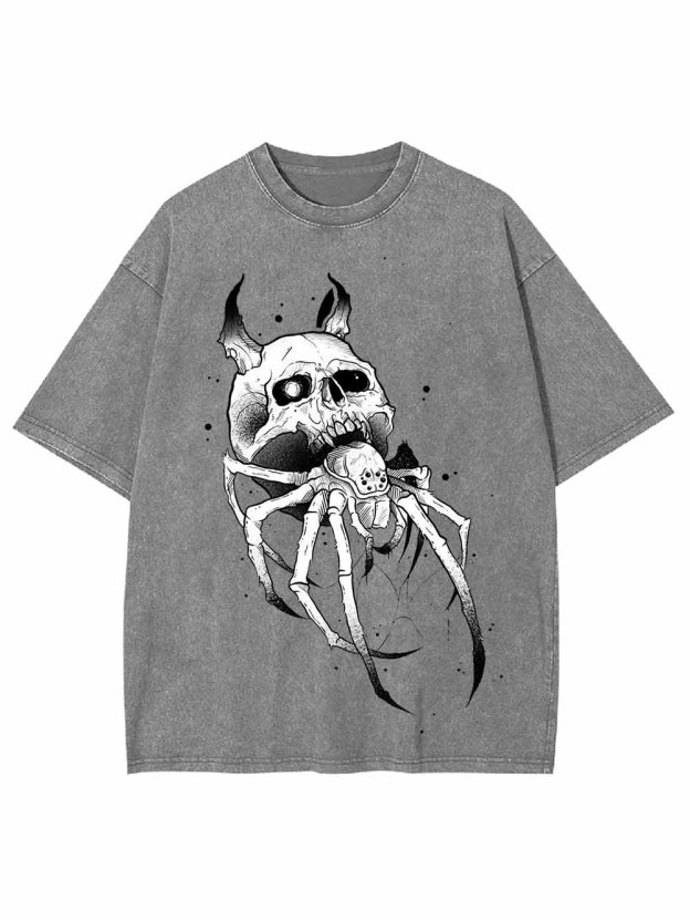 Skull-Spider Hybrid Washed Tshirt