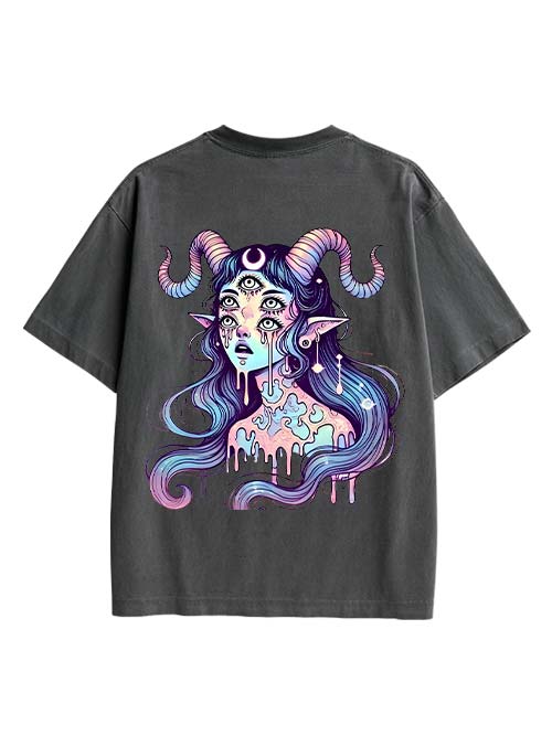 Mystic Melting Siren Double Sided Print Washed TShirt