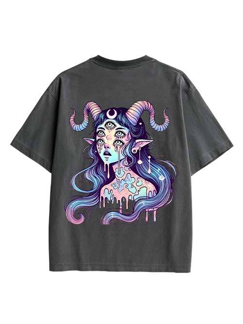 Mystic Melting Siren Double Sided Print Washed TShirt