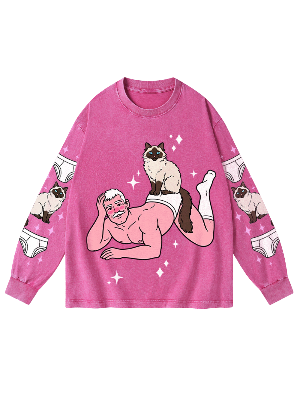 CAT DADDY PIN-UP WASHED LONG-SLEEVE GRAPHIC TSHIRT
