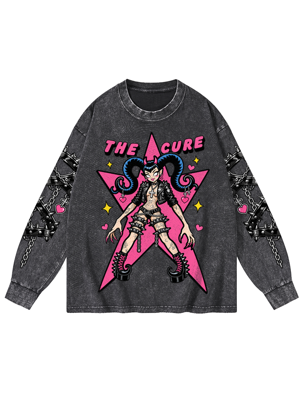 PUNK DEVIL WASHED LONG-SLEEVE GRAPHIC TSHIRT