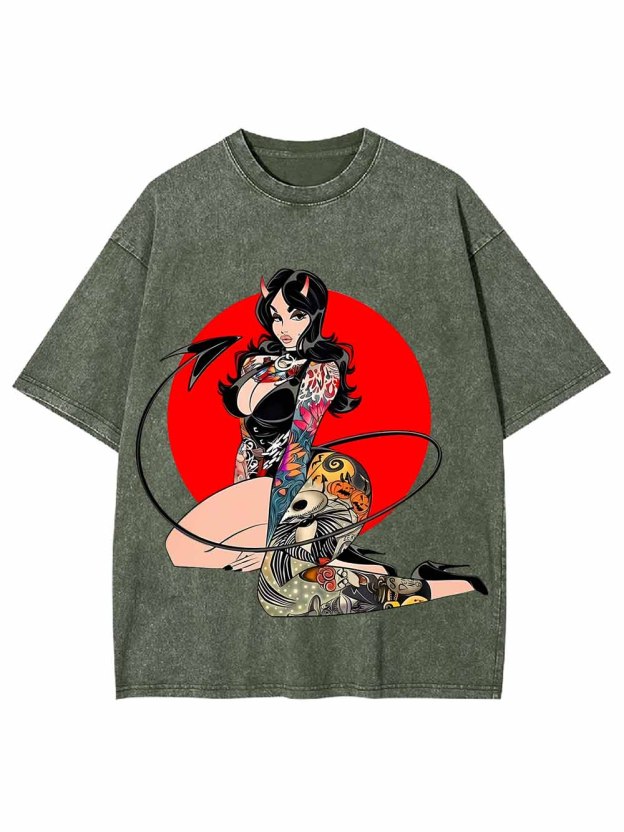 CHIBI DEMON GIRL WASHED TSHIRT
