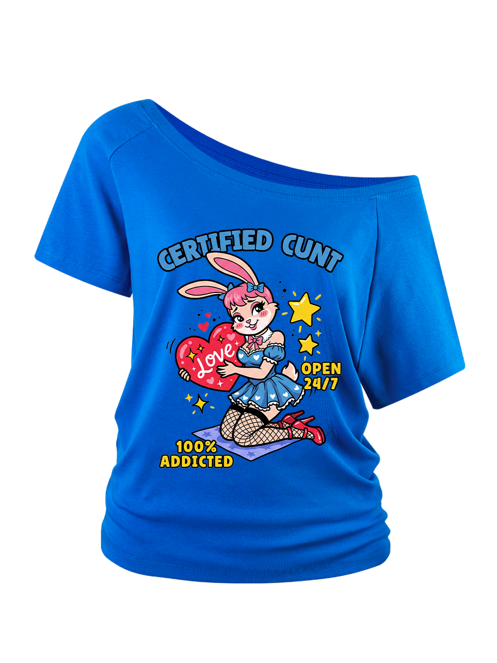 CERTIFIED CUNT OFF SHOULDER TSHIRT