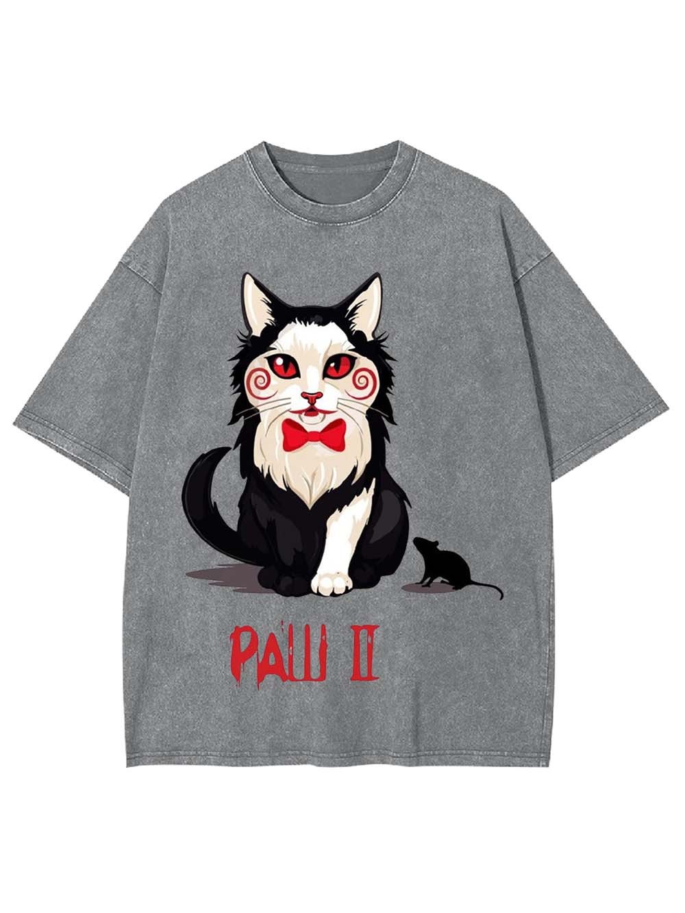 PAW II Black White Cat Washed Tshirt