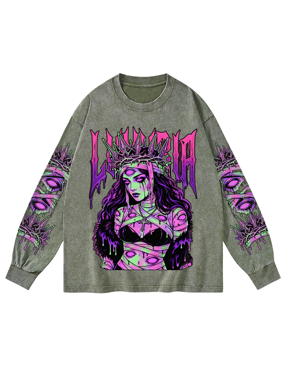 LUXURIA DARK WASHED LONG-SLEEVE GRAPHIC TSHIRT